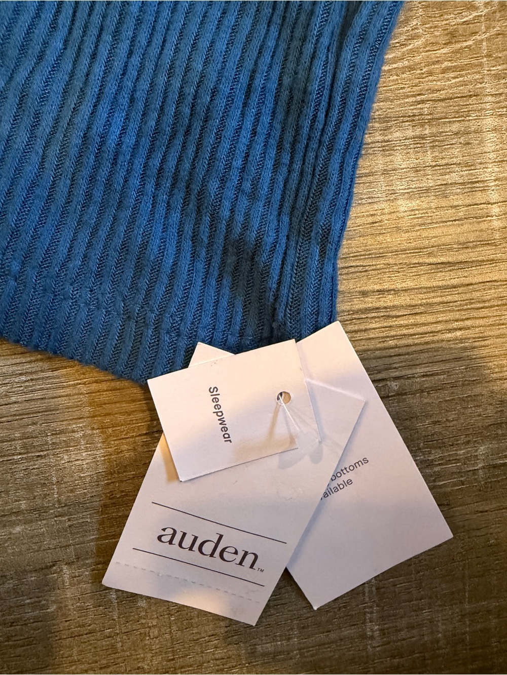 Auden Blue Ribbed V-Neck Button-Front Long Sleeve Top - Picture 3 of 3